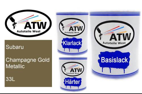 Subaru, Champagne Gold Metallic, 33L: 1L Lackdose + 1L Klarlack + 500ml Härter - Set, von ATW Autoteile West.